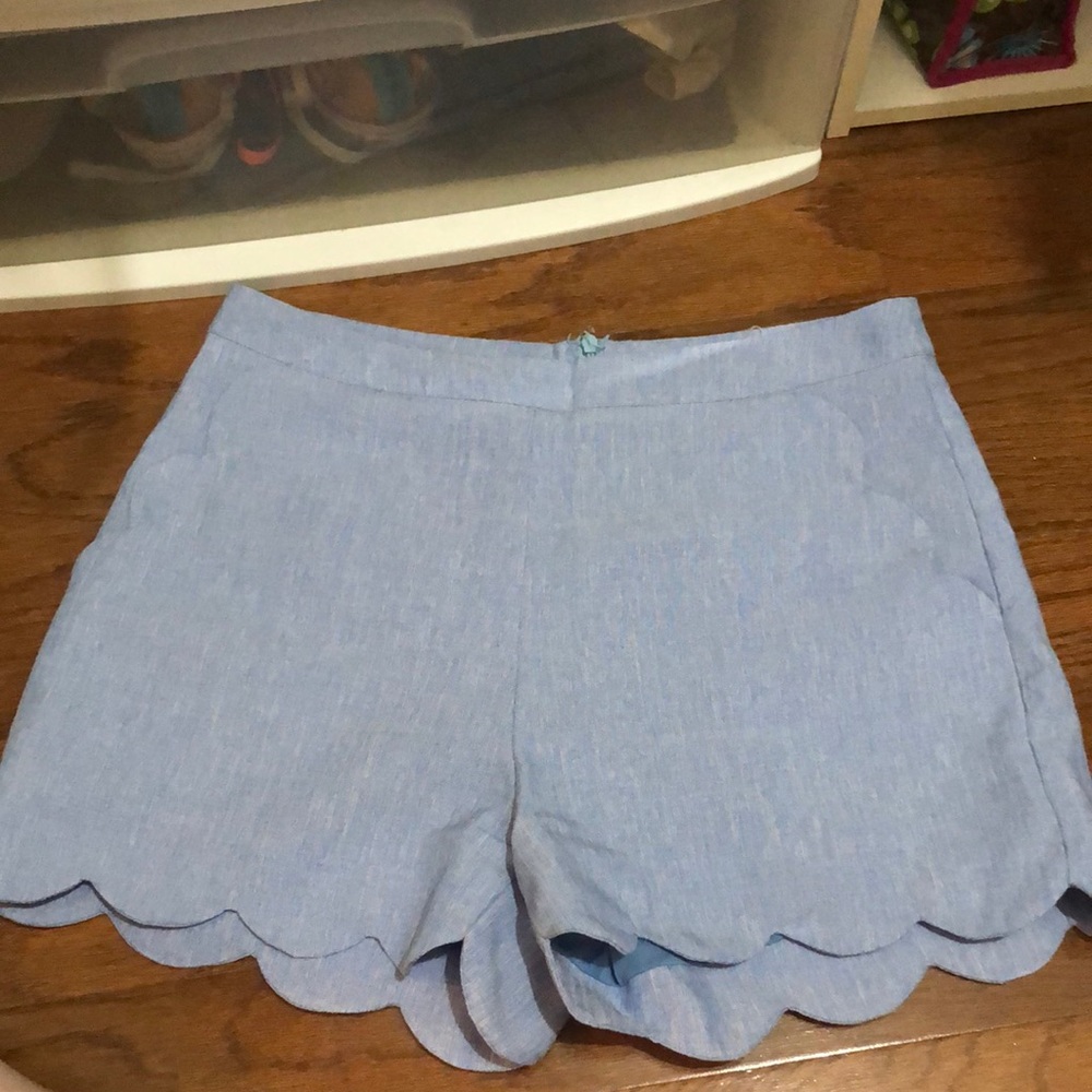 scalloped linen lined shorts